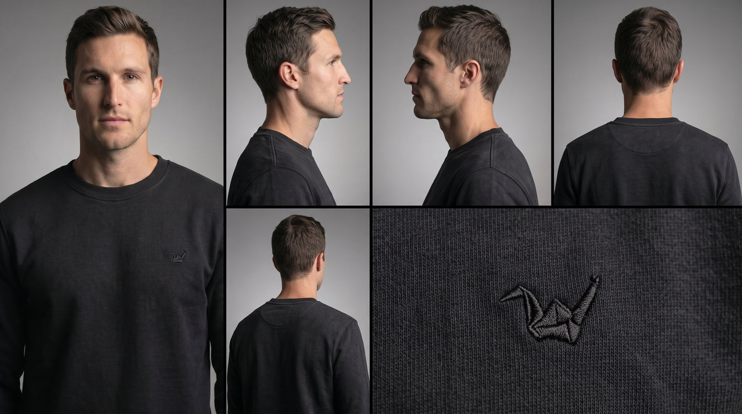 L'loen Onyx Örgü Sweatshirt – siyah – detay görseli 3