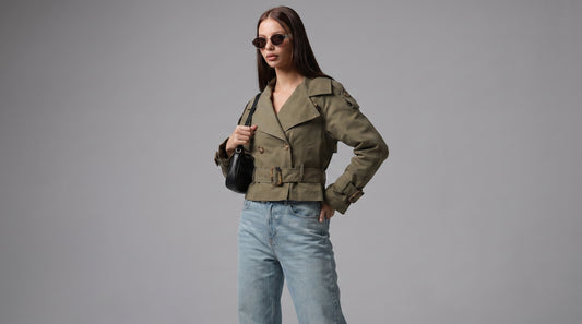 L'loen Mistral Crop Trençkot – haki – ana ürün görseli