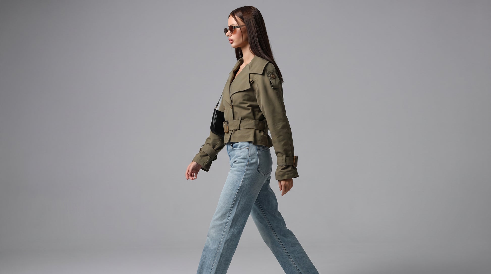 L'loen Mistral Crop Trençkot – haki – detay görseli 1