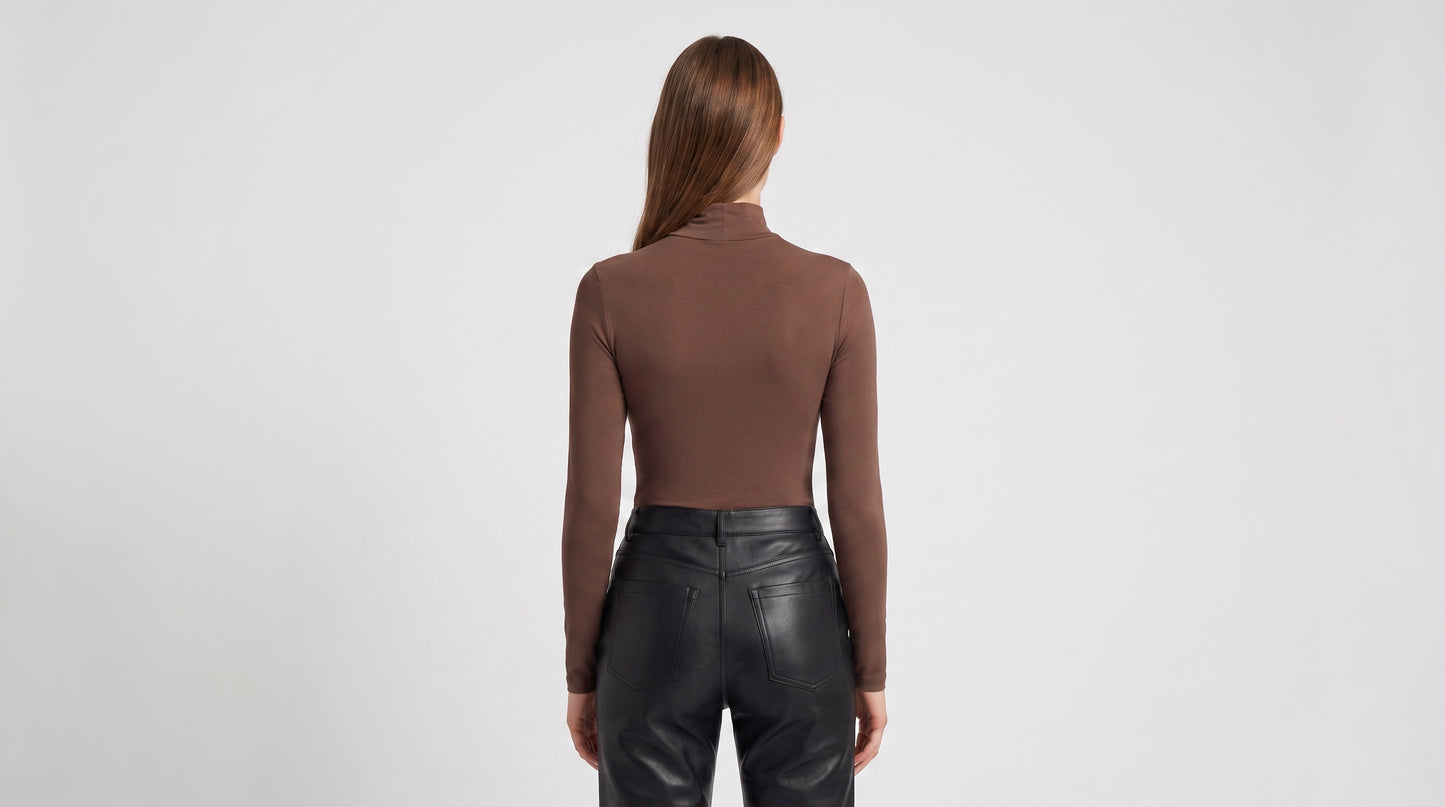L'loen Cygne Boğazlı Body – kahverengi – detay görseli 1