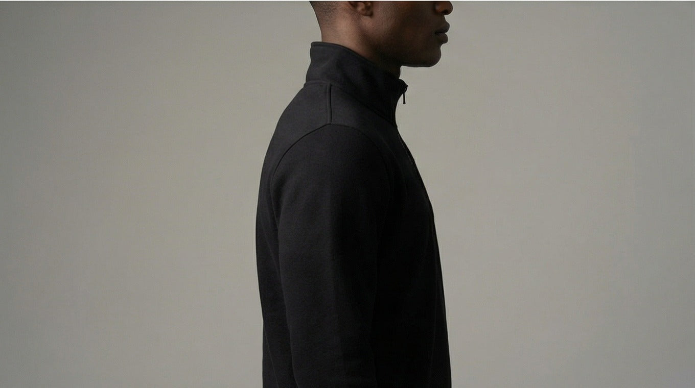 L'loen Voyage Fermuarlı Sweatshirt – siyah – detay görseli 3